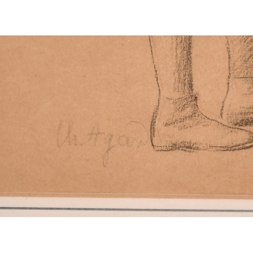 195 - Charles Jean Agard (1866-1950) French. Study of a Young Tennis Player holding a Racquet, Pencil, Sig... 