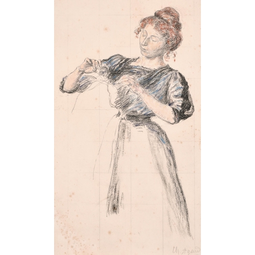 196 - Charles Jean Agard (1866-1950) French. 'The Hairdresser', Crayon and Pencil, Signed in Pencil, Unfra... 