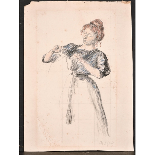 196 - Charles Jean Agard (1866-1950) French. 'The Hairdresser', Crayon and Pencil, Signed in Pencil, Unfra... 