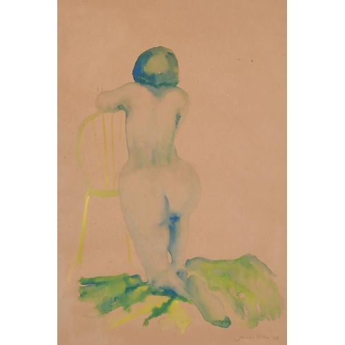 198 - Jacques Villon (1875-1963) French. Study of the Back of a Kneeling Female Nude, Watercolour, Signed ... 