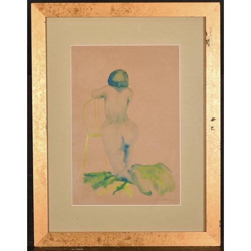 198 - Jacques Villon (1875-1963) French. Study of the Back of a Kneeling Female Nude, Watercolour, Signed ... 