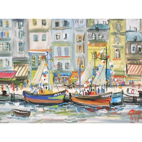 201 - Pito (1924-2000) French. 'Cassis Harbour', Gouache and Watercolour, Signed and Dated 1981, 13.75