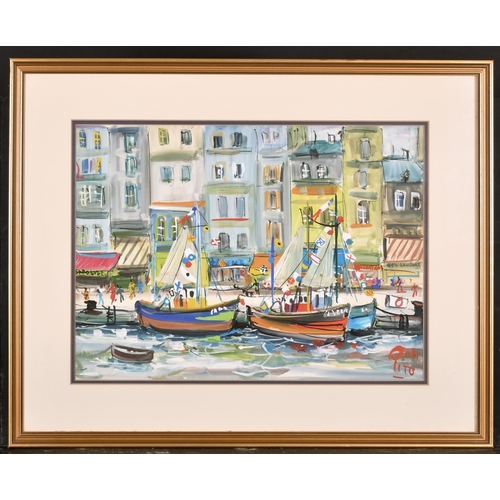 201 - Pito (1924-2000) French. 'Cassis Harbour', Gouache and Watercolour, Signed and Dated 1981, 13.75