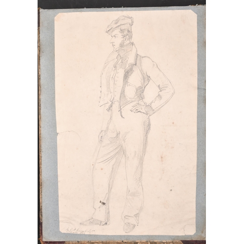 206 - George Philip Reinagle (1802-1835) British. A Full Length Portrait of a Maltese Sailor, Pencil, Sign... 