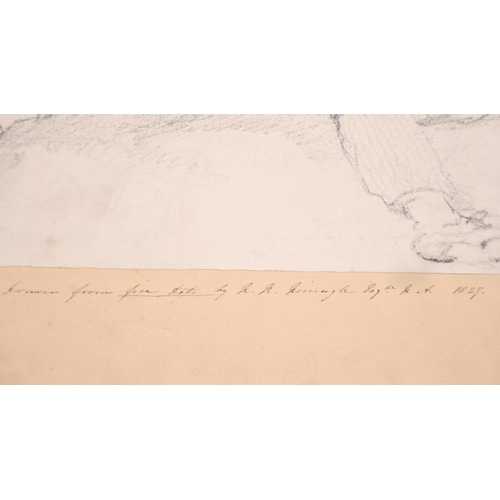 207 - George Philip Reinagle (1802-1835) British. Reclining Figure with a Dog, Pencil, Inscribed and Dated... 