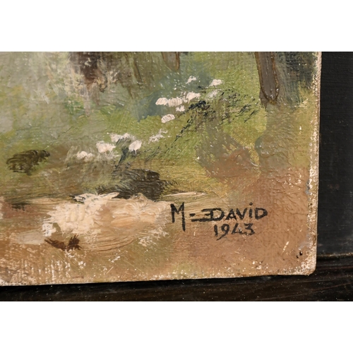 209 - M. David (20th Century) French. Figures in a French Landscape, Oil on Canvas, Signed and Dated 1943,... 