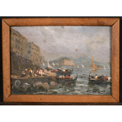 210 - Early 20th Century Italian School. A Coastal Scene, Oil on Panel, Indistinctly Signed, 4.25