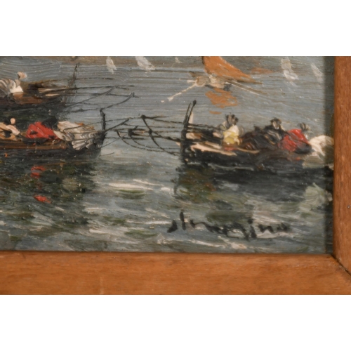 210 - Early 20th Century Italian School. A Coastal Scene, Oil on Panel, Indistinctly Signed, 4.25