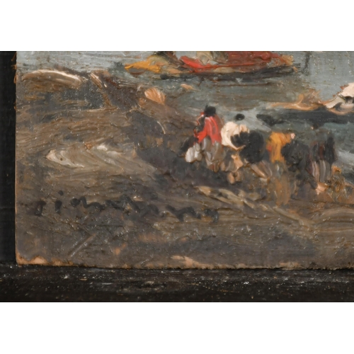 210 - Early 20th Century Italian School. A Coastal Scene, Oil on Panel, Indistinctly Signed, 4.25