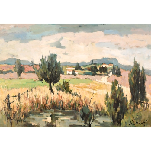 211 - 20th Century European School. A Landscape in Provence, Oil on Canvas, Indistinctly Signed, 15