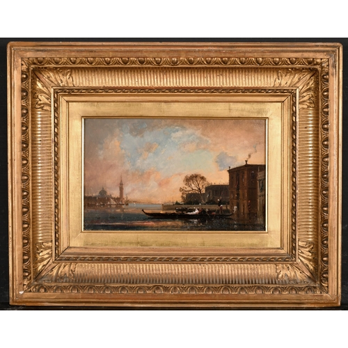 219 - Henri Duvieux (1839-1898) French. A Distant View of Venice with Figures in Gondolas in the foregroun... 