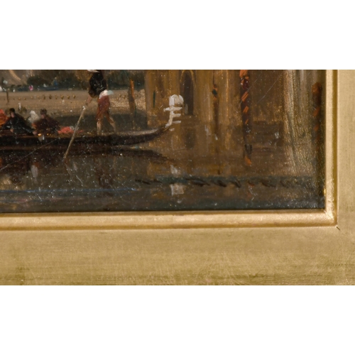 219 - Henri Duvieux (1839-1898) French. A Distant View of Venice with Figures in Gondolas in the foregroun... 