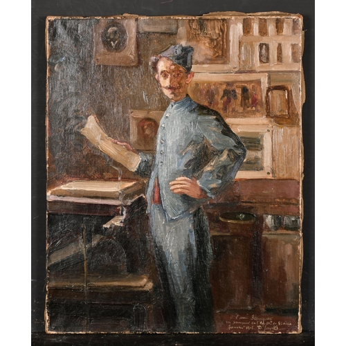 221 - Early 20th Century French School. Study of a Hotel Bellboy, Oil on Canvas, Indistinctly Signed, Insc... 