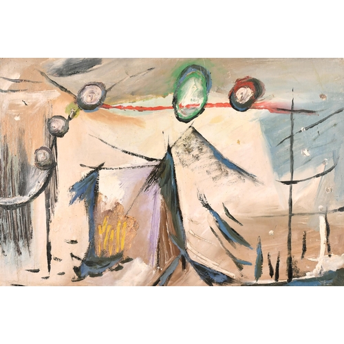 225 - Circle of Joan Miro (1893-1983) Spanish. Untitled, Oil on Canvas, 15.75