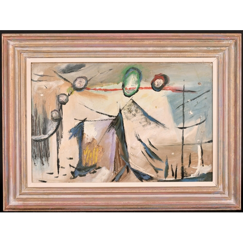 225 - Circle of Joan Miro (1893-1983) Spanish. Untitled, Oil on Canvas, 15.75