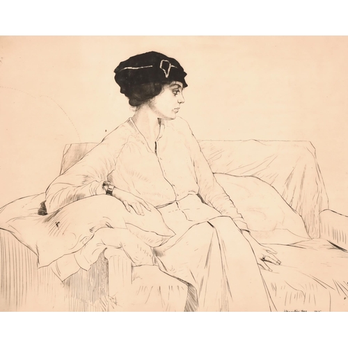 230 - James Hamilton Hay (1874-1916) British. An Elegant Lady Seated, Etching, Signed and Inscribed in Pen... 