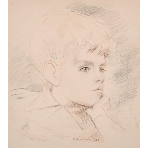 240 - Evelyn Mary Dunbar (1906-1960) British. 'Edward Hankey' Portrait of a Young Boy, Pencil and Chalk, S... 