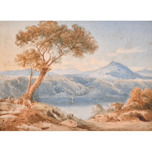 63 - Circle of Anthony Vandyke Copley Fielding (1787-1885) British. A Mountainous River landscape with Sh... 
