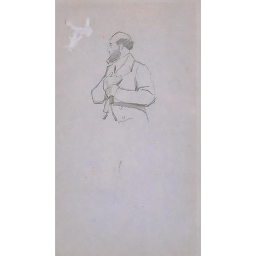 69 - Attributed to William Holman Hunt (1827-1910) British. Study of a Bearded Gentleman, Pencil on Blue ... 