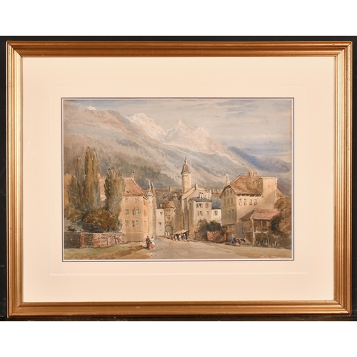 75 - David Cox Jnr (1809-1885) British. An Alpine Town Scene, Watercolour, Signed, 11.25