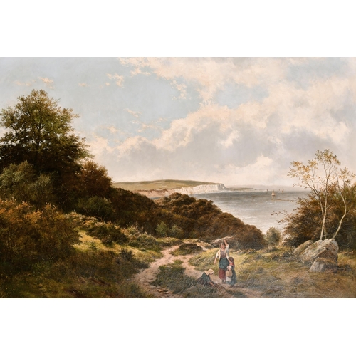 85 - Circle of George Vicat Cole (1833-1893) British. An Extensive Coastal Scene with Faggot Gatherers in... 