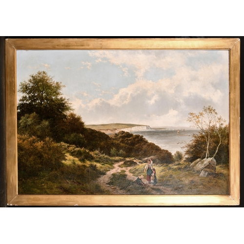 85 - Circle of George Vicat Cole (1833-1893) British. An Extensive Coastal Scene with Faggot Gatherers in... 