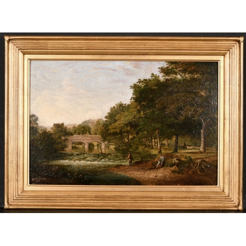 88 - Attributed to Thomas Christopher Hofland (1777-1843) British. A River Landscape with Figures Fishing... 