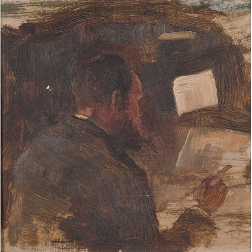 93 - Thomas Blinks (1860-1912) British. The Artist at his Easel, Oil on Board, 4.25