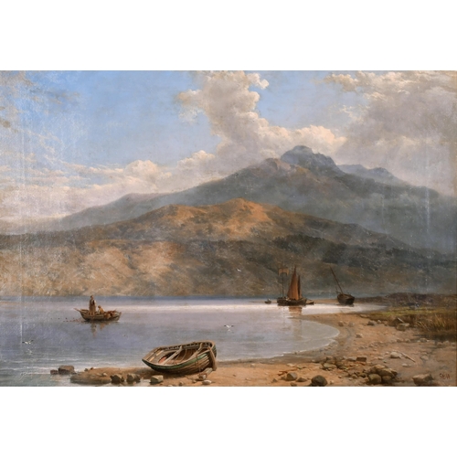 94 - George Edwards Hering (1805-1879) British. An Italian Lake Scene, Oil on Canvas, Signed with Initial... 