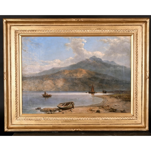 94 - George Edwards Hering (1805-1879) British. An Italian Lake Scene, Oil on Canvas, Signed with Initial... 