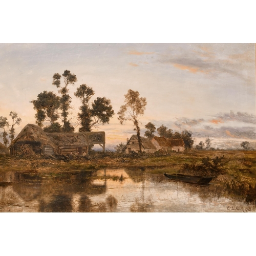 95 - Benjamin Williams Leader (1831-1923) British. A River Landscape with a Farmstead in the distance, Oi... 