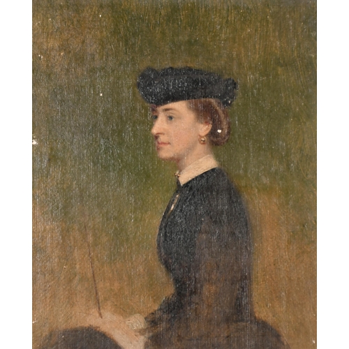 97 - Circle of William Powell Frith (1819-1909) British. Portrait of Lady Evelyn Bruce, Oil Sketch Laid o... 