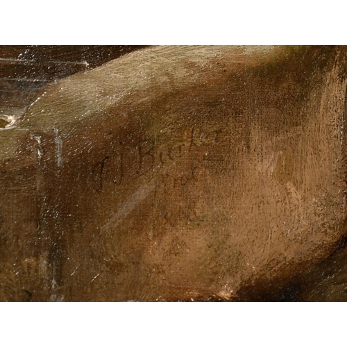 99 - Thomas Jones Barker (1815-1882) British. A Young Girl at a Well, Oil on Canvas, Signed, Inscribed 'P... 