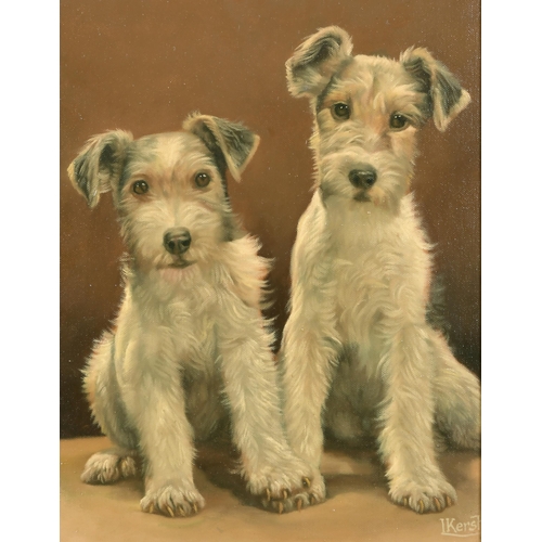 158 - L Kersh (20-21st Century) British. Study of Two Terriers, Oil on Canvas, Signed, and with the Studio... 