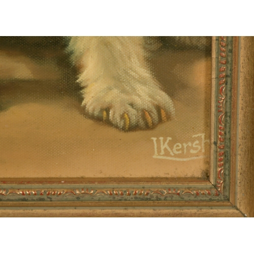 158 - L Kersh (20-21st Century) British. Study of Two Terriers, Oil on Canvas, Signed, and with the Studio... 