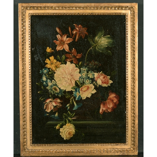 51 - 19th Century European School. Still Life of Flowers in an Urn, Oil on Canvas, 15.5