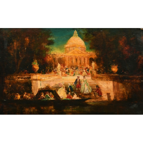 180 - Circle of Adolphe Monticelli (1824-1886) Italian. An Elegant Soiree with Figures on Steps outside a ... 