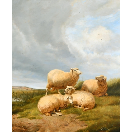 120 - Thomas Sidney Cooper (1803-1902) British. Sheep at Rest, Oil on Canvas, Signed and Dated 1876, 24