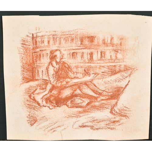 20 - 19th Century Italian School. Study of an Artist by the Coliseum, Sanguine, Unframed 4.25