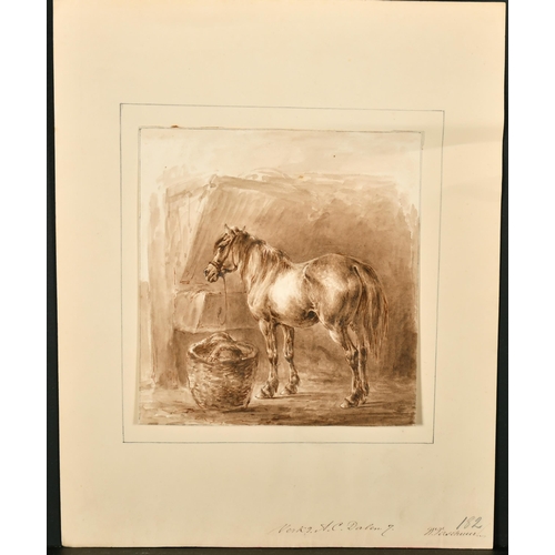 36 - W. Verschuur (19th Century) Dutch. A Horse in a Stable, Watercolour, Inscribed on mount, Unframed 6