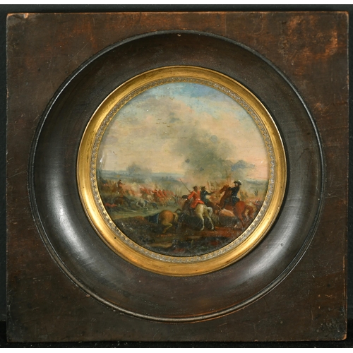 46 - 18th Century Dutch School. A Battle Scene, Oil on Canvas laid down, Circular 3