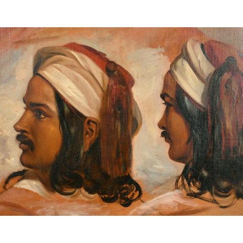68 - Circle of John Frederick Lewis (1805-1876) British. Arabian Head Studies, Oil on Canvas, in a carved... 