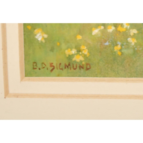85 - Benjamin D Sigmund (1857-1947) British. A Young Girl Feeding Chicks in a Cottage Garden, Watercolour... 
