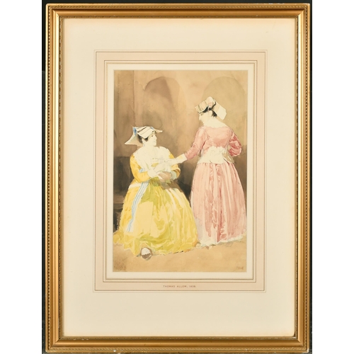 87 - Thomas Allom (1804-1872) British. A Study of Two Spanish Ladies, Watercolour and Pencil, Signed and ... 