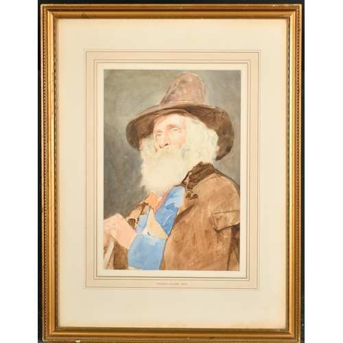 88 - Thomas Allom (1804-1872) British. Bust Portrait of a Bearded Man, Watercolour, Signed and Dated 1835... 