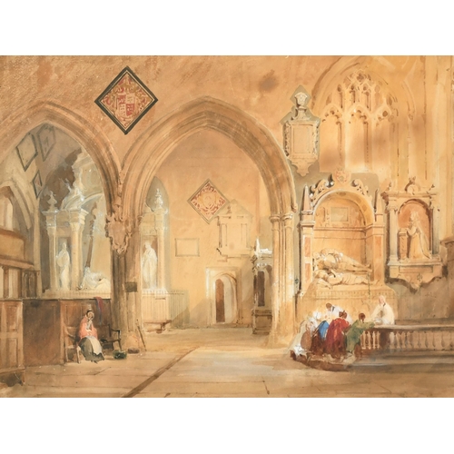 89 - Thomas Allom (1804-1872) British. A Church Interior, Watercolour, 10.25