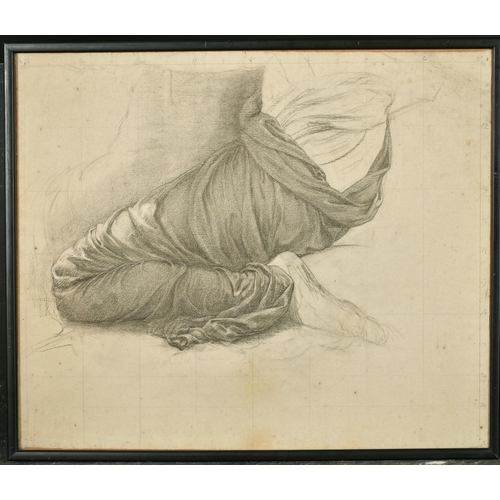 98 - Circle of George Frederick Watts (1817-1904) British. A Drapery Study, Black Chalk heightened with w... 