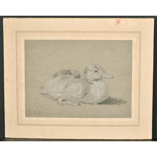 101 - James Ward (1769-1859) British. Study of a Duckling, Chalk, Signed with Initials and Inscribed 'RA',... 