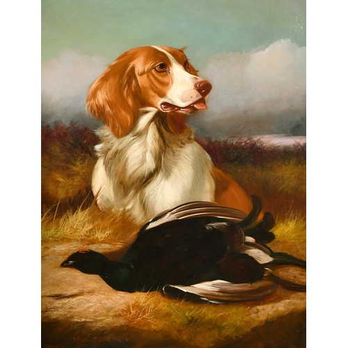 108 - Colin Graeme Roe (1858-1910) British. A Spaniel with a Black Grouse, Oil on Canvas, Signed and Dated... 