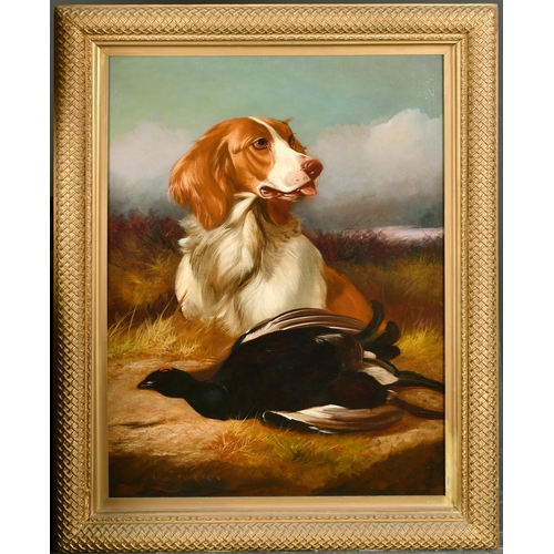 108 - Colin Graeme Roe (1858-1910) British. A Spaniel with a Black Grouse, Oil on Canvas, Signed and Dated... 